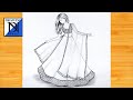 How to draw a Girl with Beautiful Traditional Dress || girl with Beautiful lehenga || Mandala art