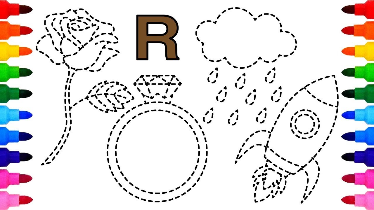 Học từ vựng tiếng Anh bằng cách tô màu bảng chữ cái R | Coloring R ...