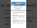 Computer Anudeshak Bharti 2026 Eligiblity For SCI - Senior Computer Instructor