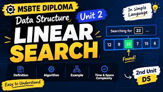 Linear Search in Data Structure | Unit 2 | MSBTE Diploma | Definition, Algorithm & Example