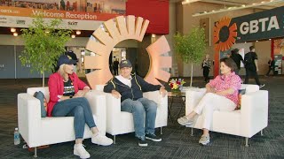 Charity Rumery &  Susan Lichtenstein, HQ  in the Broadcast Studio at GBTA Convention 2023