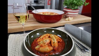 Coquilles farcies à la saucisse italienne forte, à la ricotta et aux épinards