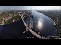 Панорама с пилонов вантового моста в Запорожье. Красивые виды на город в полдень. 14.09.2021