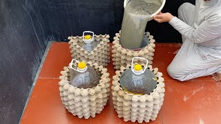 Unique egg tray flower pot table idea / cement craft ideas / How to make flower pots from egg trays