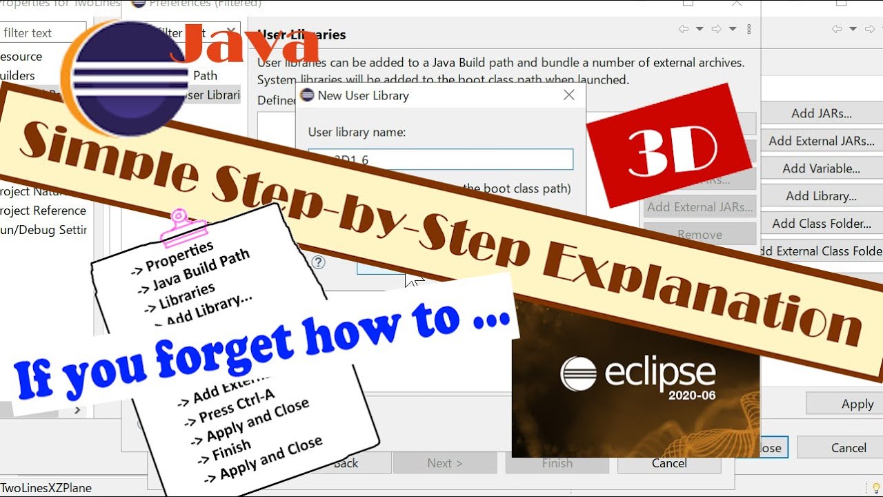 Simple Step-by-Step Explanation for How to Use Java3D in Eclipse (With SRC)