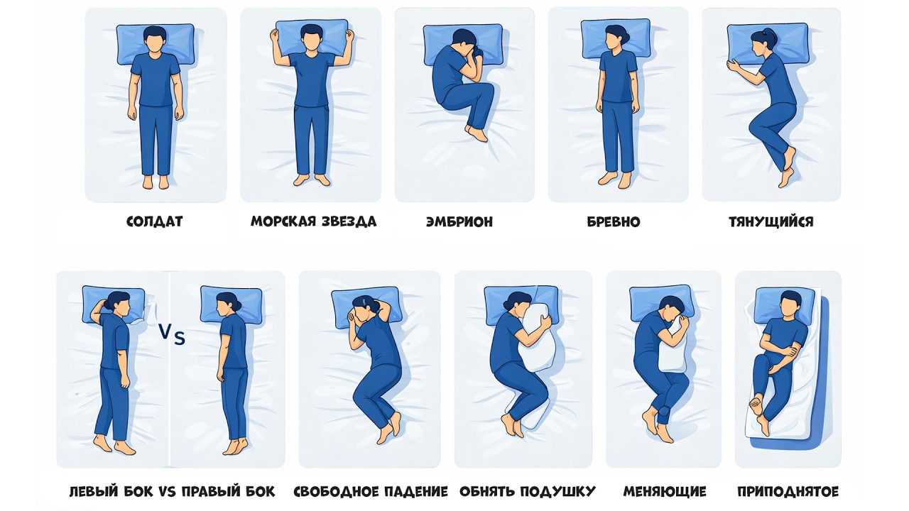 Все позы для сна и их последствия за 6 минут