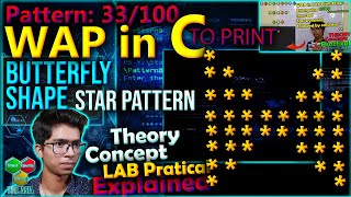 Celebrity Star Pattern 33 | Printing Number Pattern in C |Butterfly Pattern | C Programming Tutorials | Profile