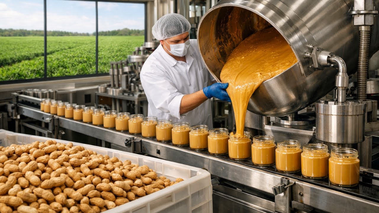 How Peanut Butter Is Made in a Factory 🥜 | From Farm to Jar Process
