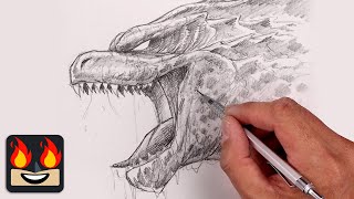 How To Draw Godzilla Sketch Tutorial