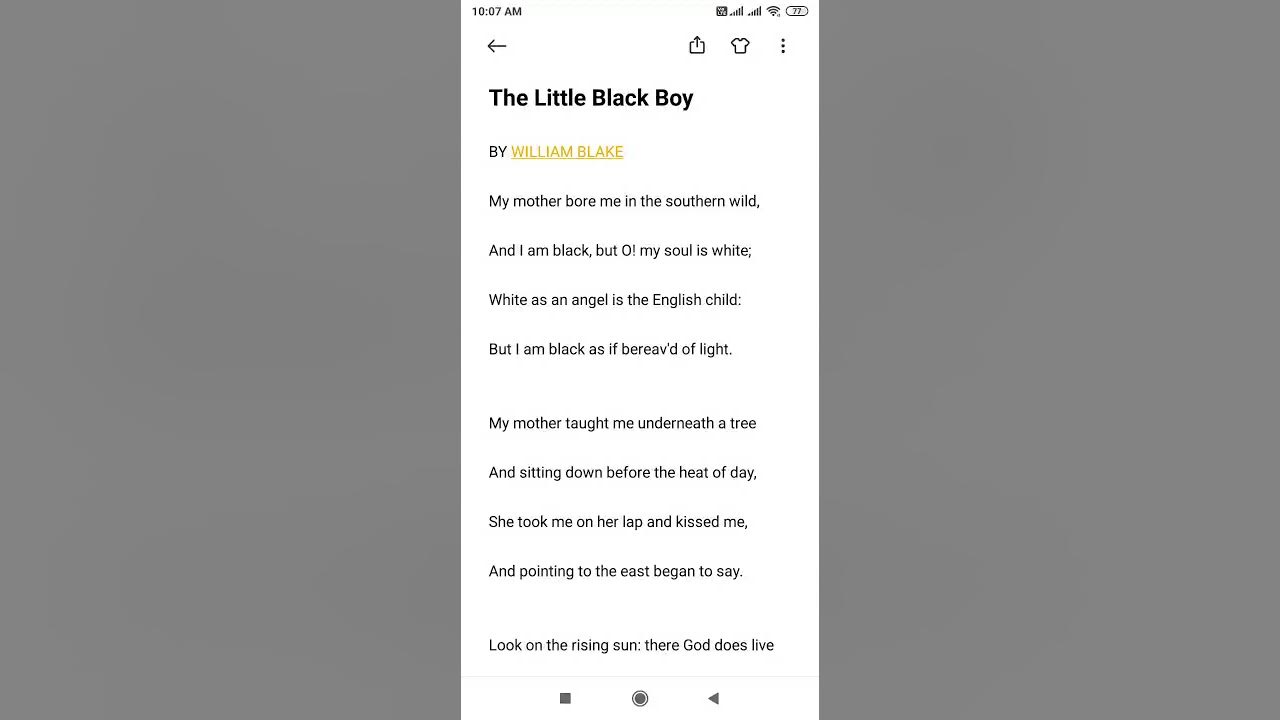 Poem The Little Black Boy Explained YouTube