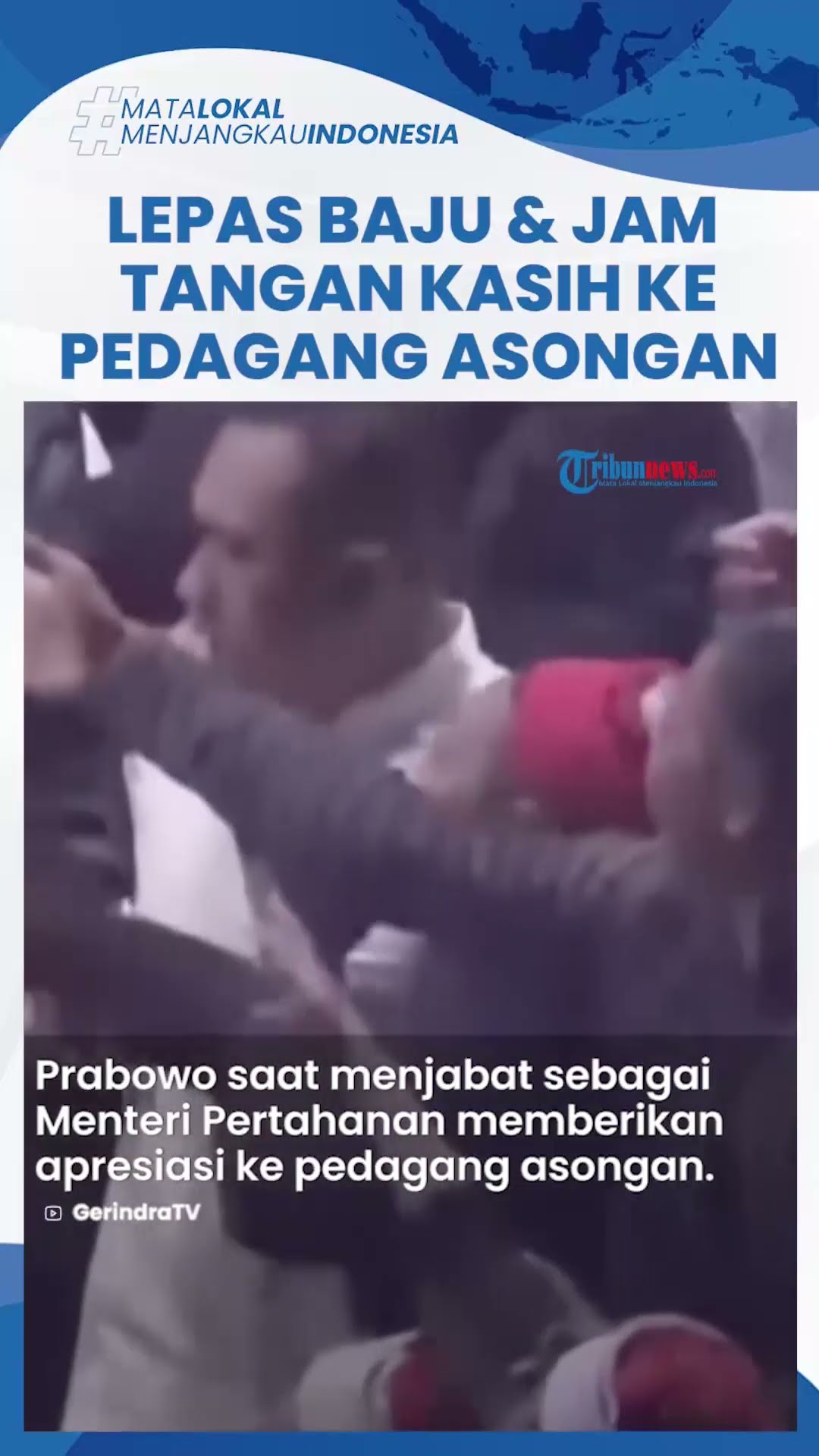 Viral Prabowo Mendadak Lepas Baju hingga Jam Tangan Lalu Diberi ke Pedagang Asongan di Acara Cak Nun