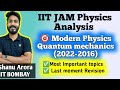 IIT JAM Physics paper analysis || Modern Physics Quantum Mechanics  scoring important topics