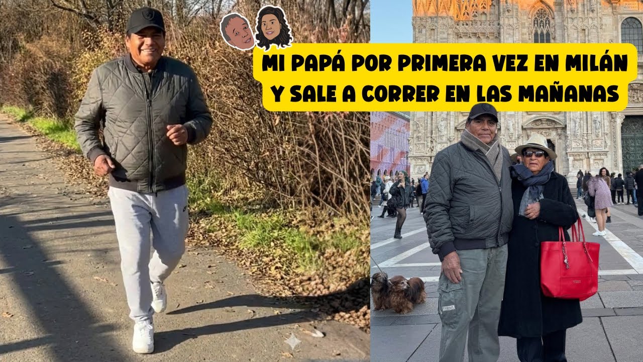 Reunificación familiar Mi papá por primera vez en Milán y sale a correr en las mañanas