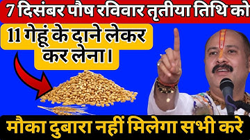 7 दिसंबर पौष रविवार तृतीया तिथि के दिन 11 गेहूं के दाने वाला उपाय जरूर करें || Pradeep Ji Mishra
