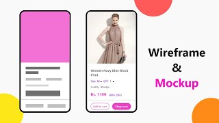 Wireframe & mock up of fashion app designTutorial | App Design Tutorial | Adobe XD