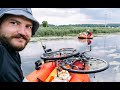 Сплав с велосипедом на пакрафте по красивой реке Ирпень, с клетчатой сумкой :)