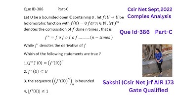 Csir Net Sept, 2022 Complex Analysis Part-C Que ID-386 || Solution || #csir #gate #complexanalysis