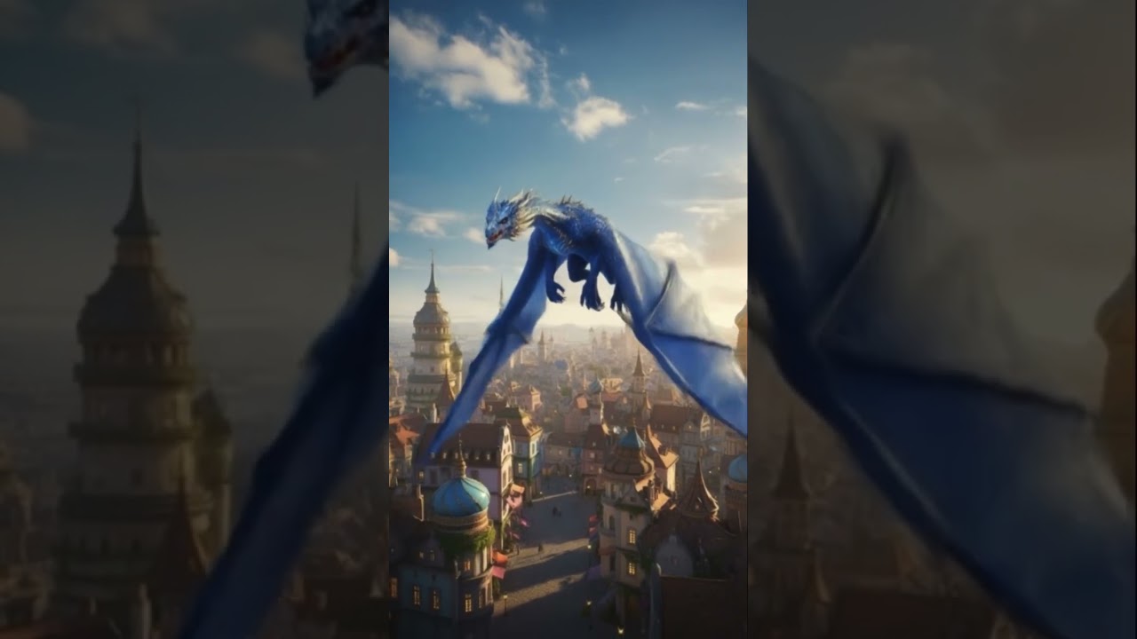 Dragon Flying Over Magical City! 