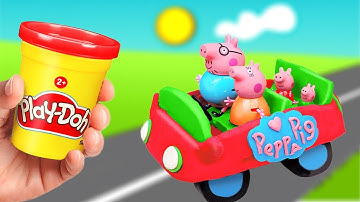 Create Play Doh Peppa Pig Family car and ice cream | Toy Learning Video for Toddlers| Learn Colors