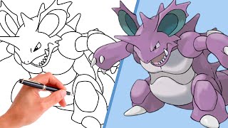 How To Draw NIDOKING POKÉMON #034 // GENERATION 1 // Step-By-Step