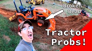 Terramite T5C + Kubota BX2360 dirt work | French Drain Project Part 1: Breakdowns! | Garage Story