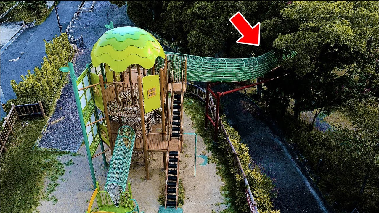 [Для взрослых] Гигантское игровое оборудование в Учебном лесу парка Такетори летом