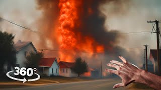 360° City on Fire: Burned with Fire Tornadoes VR 360 Video 4K Ultra HD