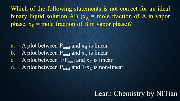 Which of the following statements is not correct for an ideal binary liquid solution AB