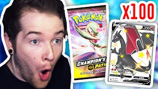 Opening 100 Pokemon Boosters for Shiny Charizard!