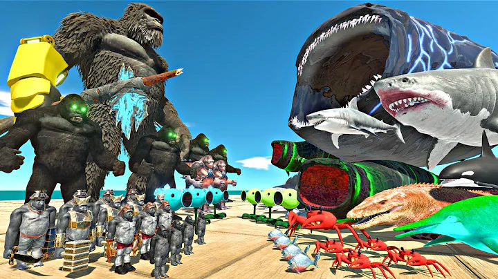 Sea Monsters Fights Kong 2024 Team | Bloop vs King Kong - Animal Revolt Battle Simulator