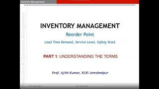 INVENTORY REORDER POINT 1:  UNDERSTANDING TERMS