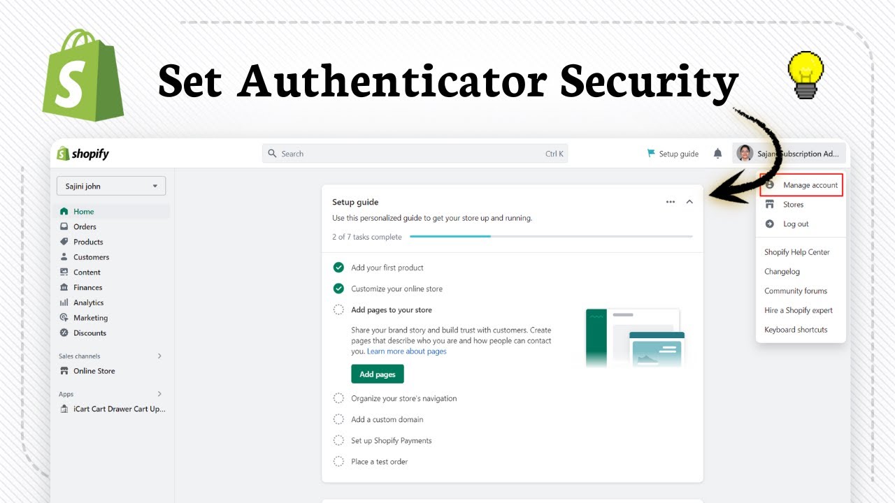 How to turn on two step authentication in Shopify - YouTube