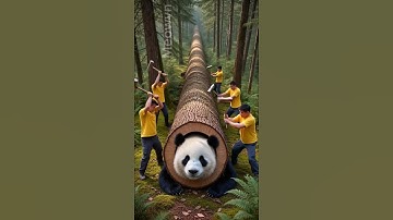 rescue panda from giant log #animals #funny #shorts
