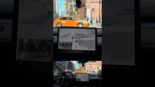 AI Self-Driving Car Waits Patiently for Taxi at Busy Intersection | Pedestrian Safety & Tech