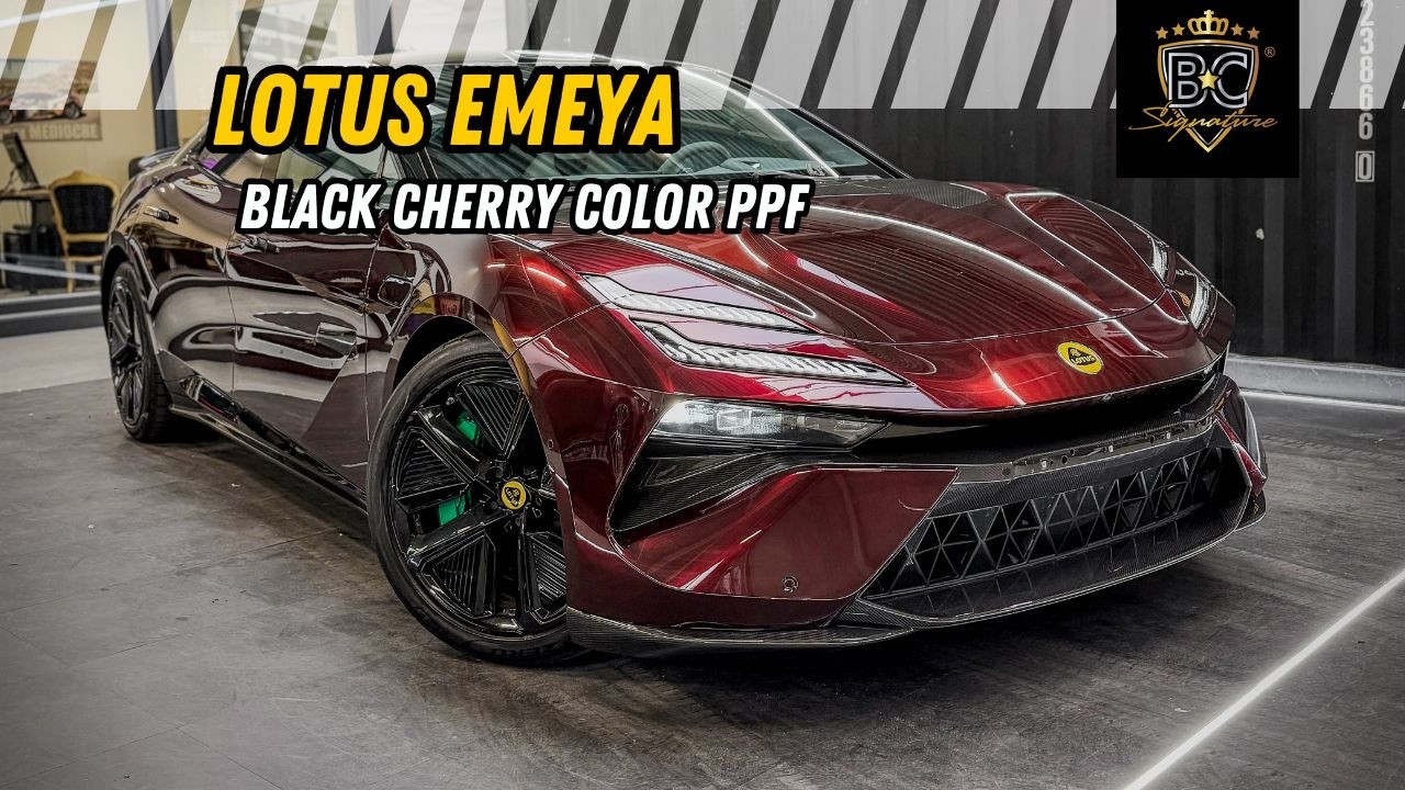 Lotus Emeya Black Cherry gekleurde PPF carwrap