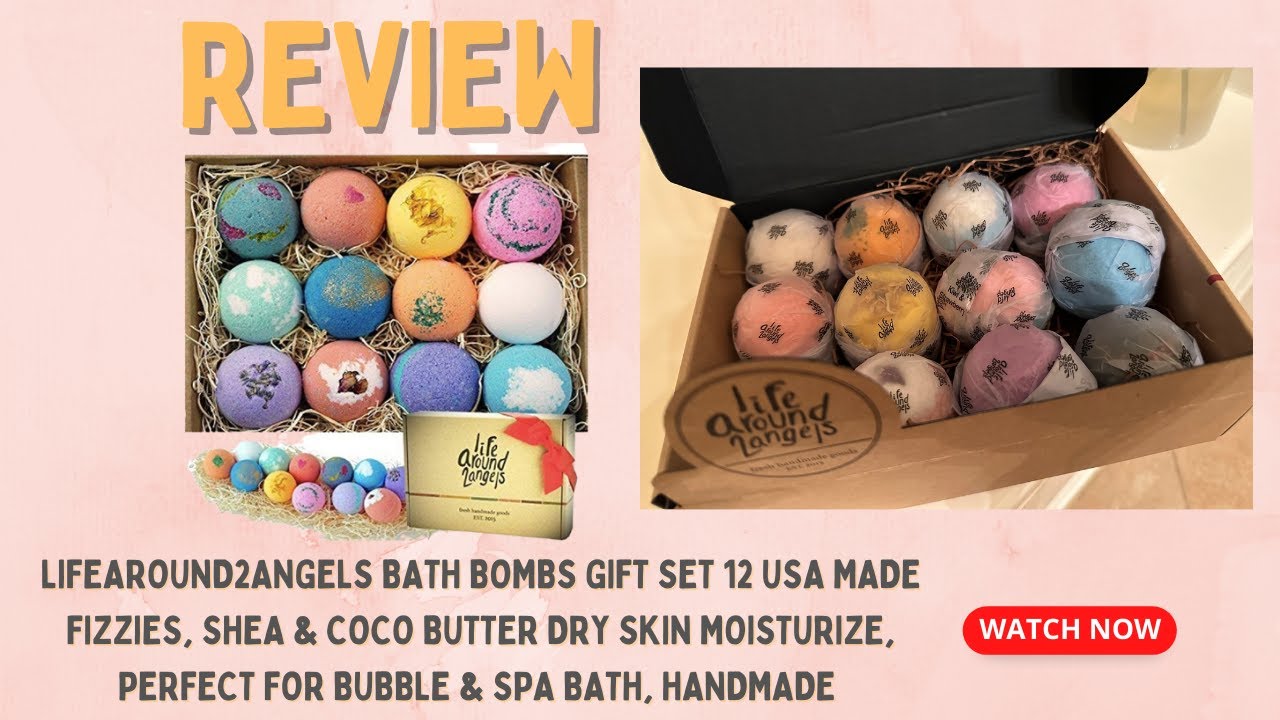  LifeAround2Angels Bath Bombs Gift Set 12 USA made Fizzies,  Shea & Coco Butter Dry Skin Moisturize, Perfect for Bubble Spa Bath.  Handmade Birthday Mothers day Gifts idea For Her/Him, wife