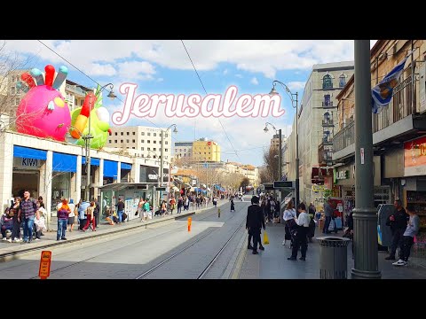 [4K] Jerusalem. Jaffa Street, Walking Tour, Israel