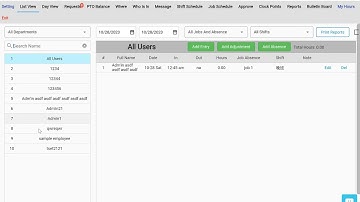 OTC Old Video: List View in Open Time Clock product T1.