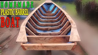 Making A Boat  Out Of Plastic Barrels WITH 6.5 HP Engine