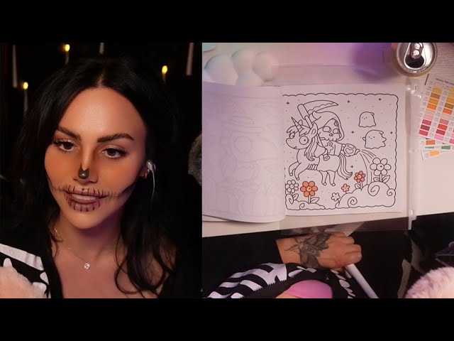 Spooky & Soothing | ASMR Skeleton Does a Coloring Book 🎨🦴