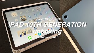 ipad 10th generation unboxing (blue, 64 gb, wifi) & accessories!! ✧ aesthetic/asmr