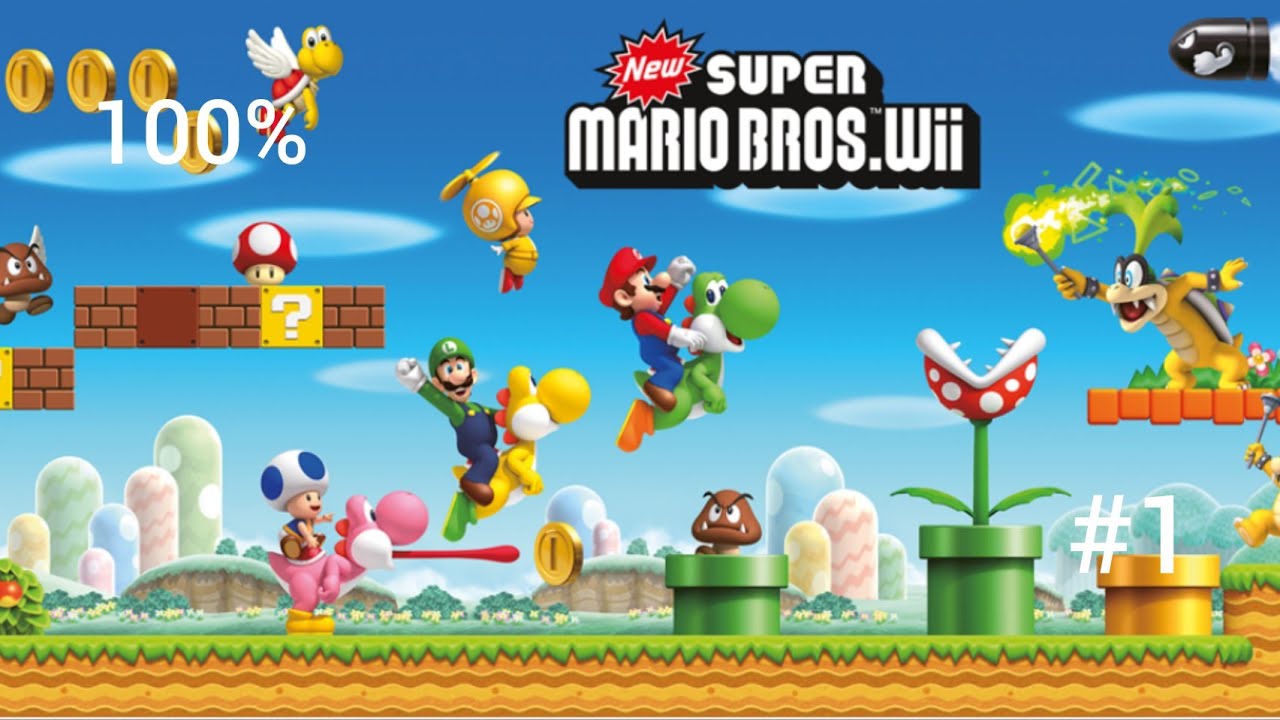 Let's play New Super Mario Bros Wii 100% #1: mondo 1 (tutte le monete stella e passaggi segreti)