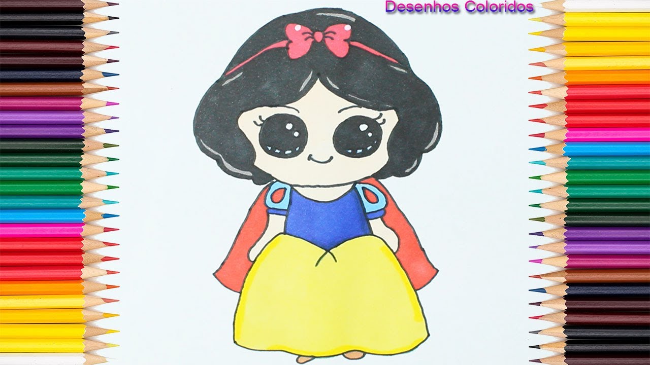 Desenhando a Branca de Neve Kawaii Como desenhar as princesas I Desenhos  Coloridos 