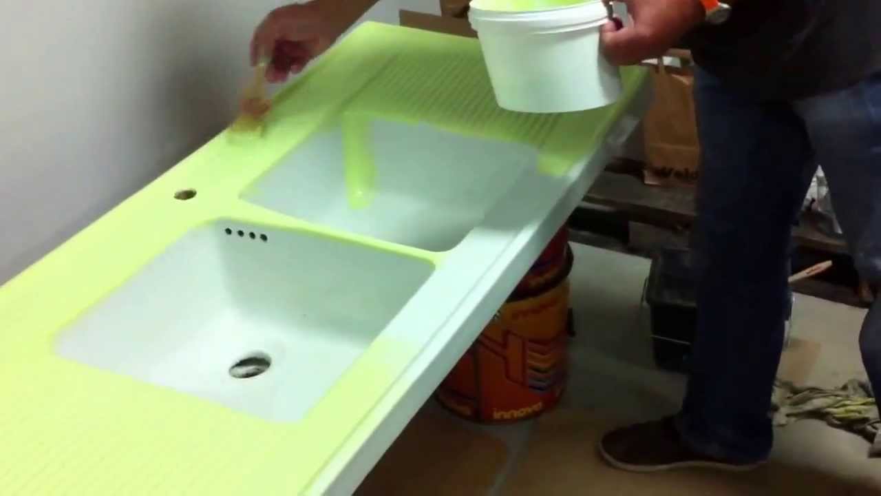 Démonstration de peinture résine pour évier, etc..... youtube