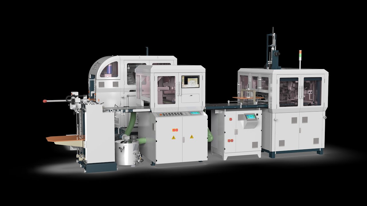 Simultaneous production Top box and Bottom box of two HM-ZD6418G Automatic Rigid Box Making Machine