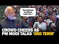 Crowd cheers as pm modi talks about 3rd term at bharat mobility global expo 2024 in delhi