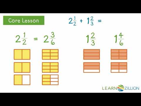 Add mixed numbers with unlike denominators by creating area models