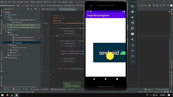 Drag and Drop ImageView android studio programmatically