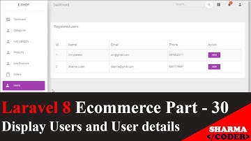 Laravel 8 Ecom Part-30 : Show registered users and view user details in Admin Dashboard