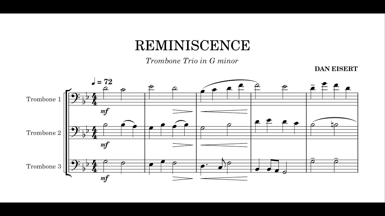 "Reminiscence" A Trombone Trio in G Minor | MuseScore 4